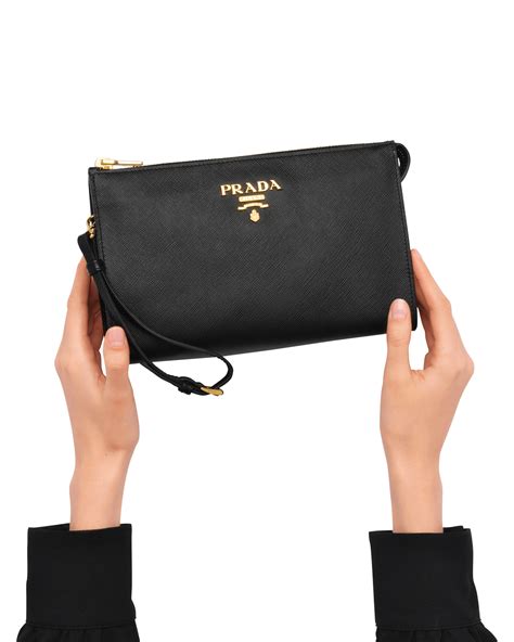 prada saffiano portable iphone black leather pouch|Black Saffiano Leather Pouch .